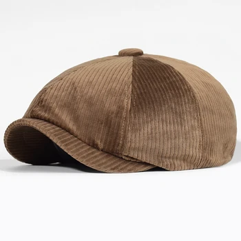 Unisex Sonbahar Kış Newsboy Kapaklar Erkekler ve Kadınlar Sıcak Sekizgen Şapka Erkek Dedektif Şapkalar Retro Düz Kapaklar