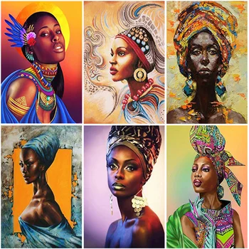 DİY Afrikalı Kadın 5D Elmas Boyama Tam Kare Matkap Elmas Nakış Çapraz Dikiş Ev Dekor El Sanatları Hediye Duvar Sanatı