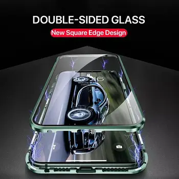 Alüminyum Metal Çift Taraflı Cam iPhone İçin Kılıf Koruyun 12 Pro Max 11 XS X XR Lüks Manyetik 360 Tam Koruyucu arka Kapak