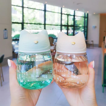 300ml Kedi Cam Bardak Sevimli Su Şişesi Kız için 300ml Karikatür Mini Kupa Japon Tarzı Yaratıcı Tumbler Taşınabilir İçme su ısıtıcısı