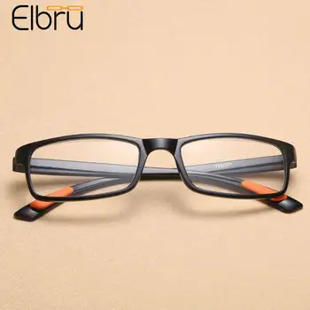 Elbru Ultralight TR90 Miyopi Optik Gözlük Çerçeve Erkek Kadın Kare Miyop Gözlük Miyop Diyoptri 0-1.0-1.5-2.0-2.5-6.0