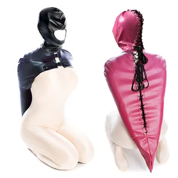 BDSM Kölelik Kol Bağlayıcı, Arkasında Düz Ceket, Deri Armbinder Restraint Slave Kilitlenebilir Eldiven SM Seks Oyunu Parti Maskesi