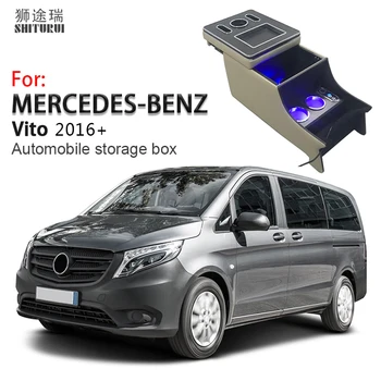 Mercedes-Benz Vito W447 için led ışık kol dayama kutusu, merkezi içerik saklama kutusu 2014 - 2023 2017 2018 Araç Şekillendirici Aksesuarları