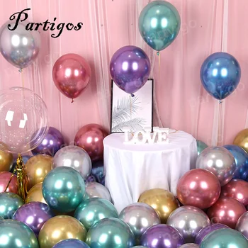 100/200 adet 5/10 inç Yeni Krom Metalik Lateks Balonlar Şişme Globos Helyum Balon Doğum Günü Partisi Süslemeleri Çocuklar Yeni Yıl