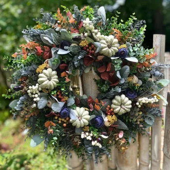 Sonbahar Satış El Yapımı Beyaz Kabak Çelenk Ranunculus Noel Ev Düğün Yeni Yıl Dekorasyon Sahte Bitkiler yapay çiçekler