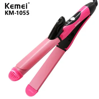 Kemei KM-1055 2 in 1 Profesyonel saç düzleştirici Ütüler Saç Bigudi düzleştirici Doğrultma Şekillendirici Silindirler Araçları