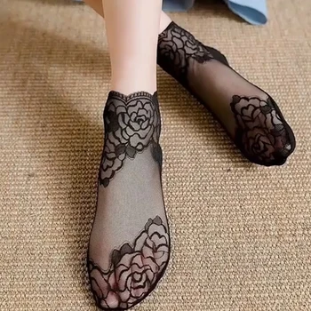1 Çift Yeni Kadın Seksi Siyah Örgü Kısa Ayak Bileği Çorap Noel Kızlar Fishnet Çorap Bayanlar Çorap 5 Renkler