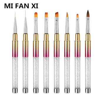 8 Stil Tırnak Astar Fırça Oyma Düz Yuvarlak UV Jel Boyama Fırça Hatları cetvel kalemi Degrade Fırça Manikür Tırnak Sanat Aracı
