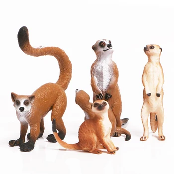 El Boyalı Afrika Orman Hayvanları İzlerken Meerkats, Ayakta Meerkat Oyuncak Figürü Gerçekçi Plastik Heykelcik eğitici oyuncak gif
