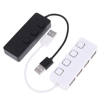 USB 2.0 USB Splitter 4 Port Genişletici PC bilgisayar Anahtarı Kullanımı Güç Adaptörü Siyah Beyaz Seçilebilir