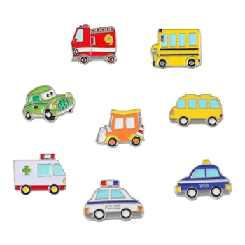 Araçlar Koleksiyonu Emaye Pin Go kart araba Polis Ambulans Yaka itfaiye kamyonu Elbise Broş Rozeti Takı Sırt Çantası Hediye Özel