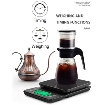 3 kg/0.1 g Damla Kahve Ölçeği Zamanlayıcı İle Taşınabilir Elektronik Dijital Mutfak Terazisi Yüksek Hassasiyetli LCD Elektronik Terazi