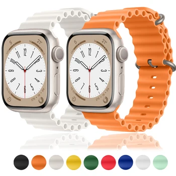 Renkli Çift Toka Okyanus Kayış iWatch için Ultra 8 7 6 5 4 3 se Moda Rahat Silikon akıllı saat Bilezik Kordonlu Saat