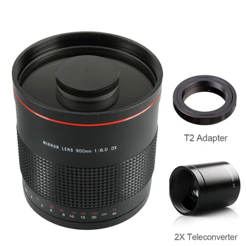 Kamera Manuel Başbakan Ayna Lens+2X Tele + T2 Adaptörü Canon Nikon Pentax Olympus Sony Fuji DSLR için