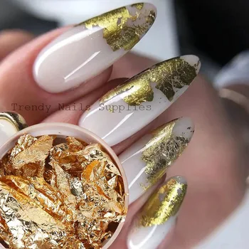 Nail Art Folyo Gümüş Altın Bakır Gevreği Tıknaz Glitter Sequins UV Jel Manikür İpuçları Dekor Çıkartmalar