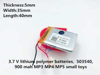 Polimer pil Kalınlığı: 5mm Genişlik:35mm Uzunluk:40mm Kapasite: 503540 3.7 V 900 mah İçin Mp3 MP4 MP5 GPS Polimer pil