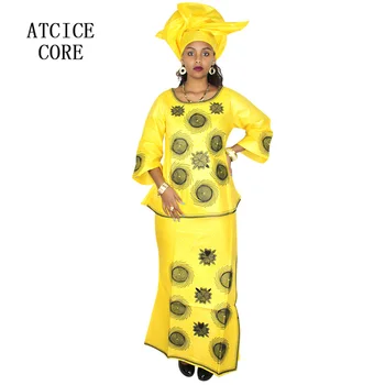 Afrika Elbise Kadın Bazin Riche Nakış Tasarım Bayan Üst Rapçi LB006