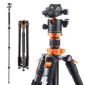 K & F Konsept Kamera Tripodlar DSLR Alüminyum Seyahat Vlog Tripod Monopod ile 360 Derece Panorama Topu Kafa Yükleme 10kg'a kadar