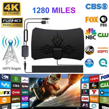 1280 Miles 4K Dijital HDTV Kapalı TV Anten Amplifikatör Sinyal Güçlendirici İle TV Yarıçapı SurfFox Anten HD TV Antenleri Anten