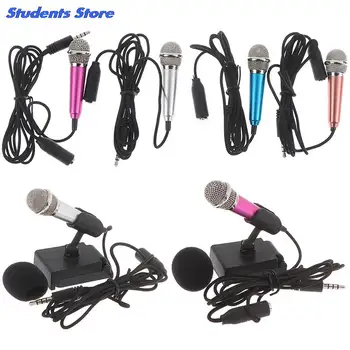 Cep Telefonu PC için taşınabilir 3.5 mm Stereo Stüdyo Mikrofon KTV Karaoke Mini Mikrofon Mikrofon boyutu: uygulama.5.5 cm*1.8 cm