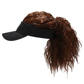 Kadın Sahte Yetenek Saç Visor güneş şapkası Yeni Yenilik beyzbol şapkası Peruk Kap Peruk Komik Saç Snapback Şapka Casquette Serin Hediye