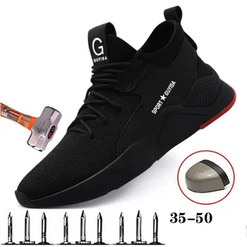 2020 Yeni Nefes Örgü Güvenlik ayakkabıları erkek Rahat spor ayakkabı Yıkılmaz iş çizmeleri Anti-Matkap Çelik Ayak Tenis Ayakkabıları