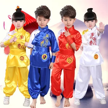 Çocuk Kız Taekwondo Dobok Wushu Kostüm Kimono Judo giyim Çin Kung Fu Takım Tai Chi Giyim Dövüş Sanatı Üniforma
