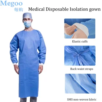 10 Adet Tek Kullanımlık Tıbbi İzolasyon Elbisesi dokunmamış Toz geçirmez Anti Tükürme Laboratuvar Temizlik Kıyafetleri Hastane Koruma