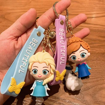 Disney Aksesuarları Anime Figürü Dondurulmuş Elsa Anna Olaf Karikatür çanta anahtarlığı Anahtar halka kolye Çocuklar için Noel Doğum Günü Hediyeleri